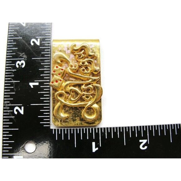 Las Vegas Dice Gold Tone Money Clip Stainless Steel Wallet Credit Card Cash ID - Picture 6 of 7